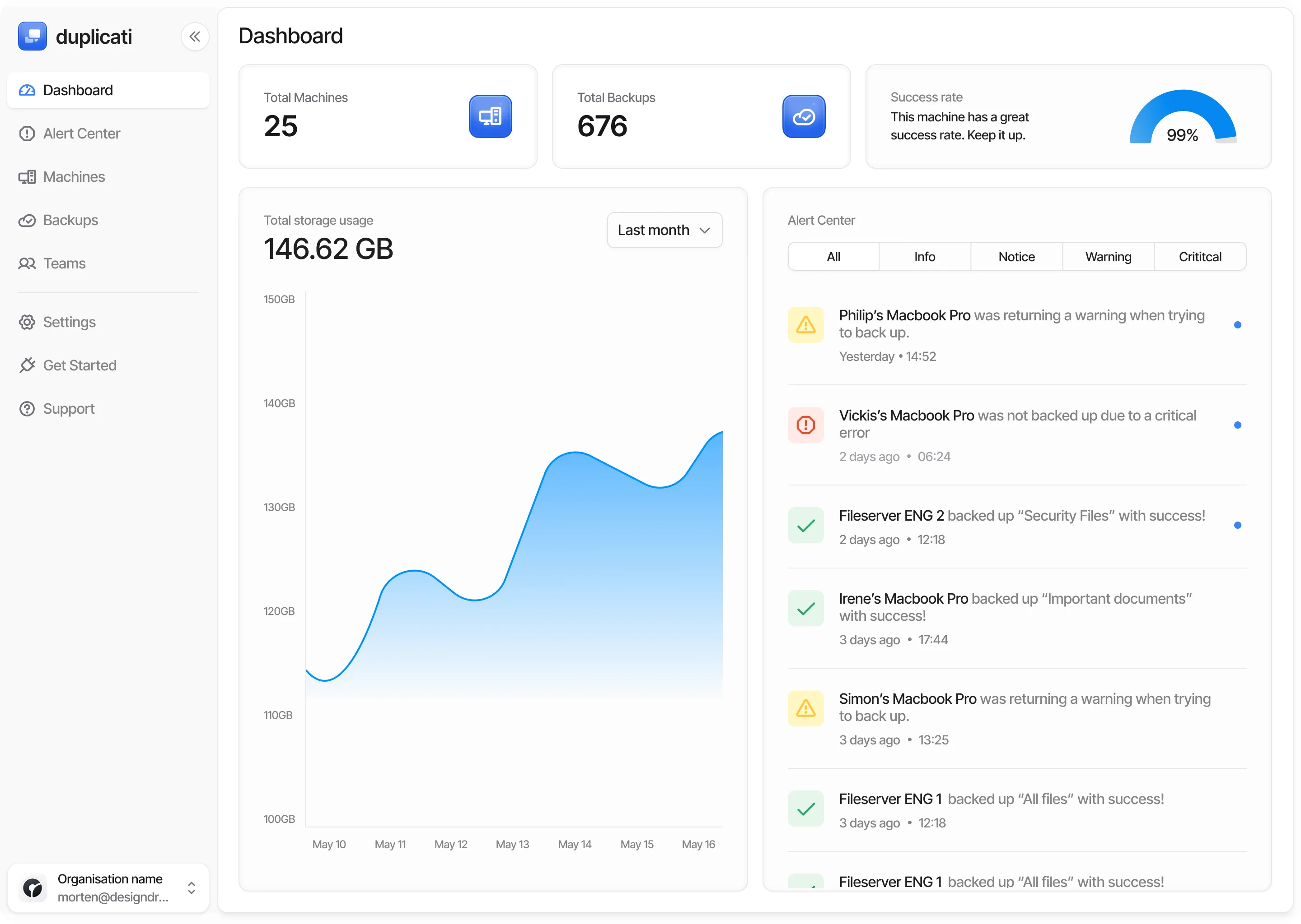 Duplicati web UI backing up to a consumer cloud account